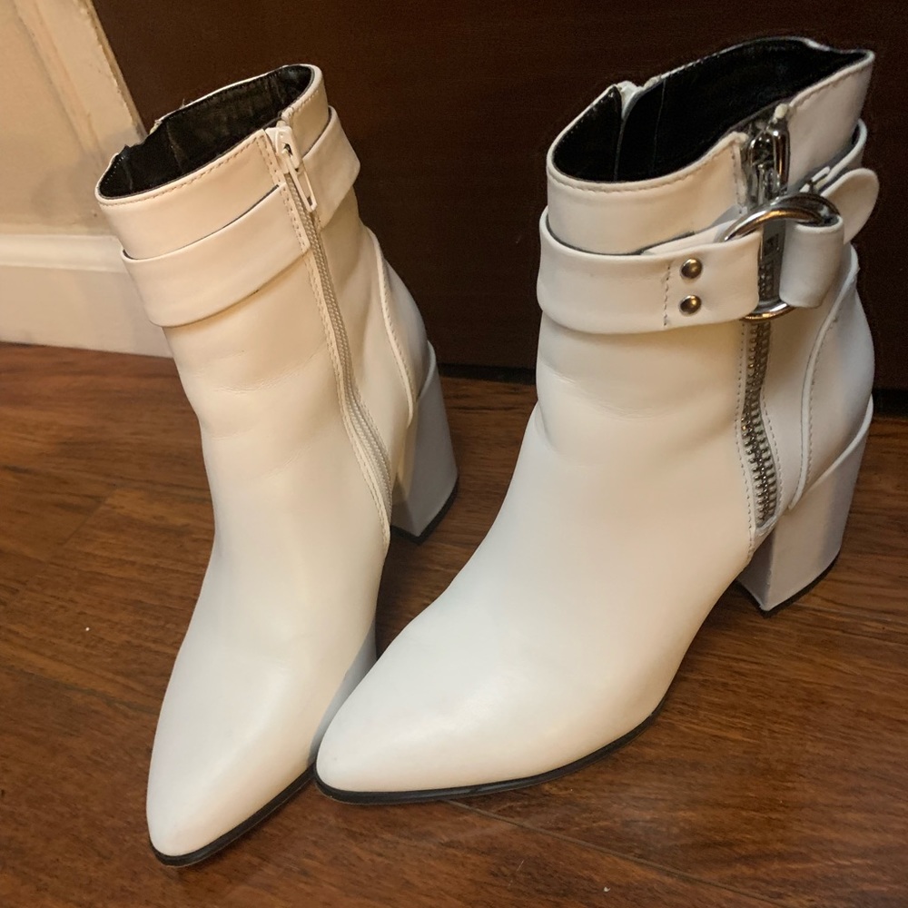 White Steve Madden Ankle Boots